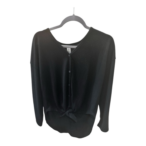 Just Be… Black Button-Front Long Sleeve Top | Size S | Wear 2 Ways | NWT - Picture 1 of 7